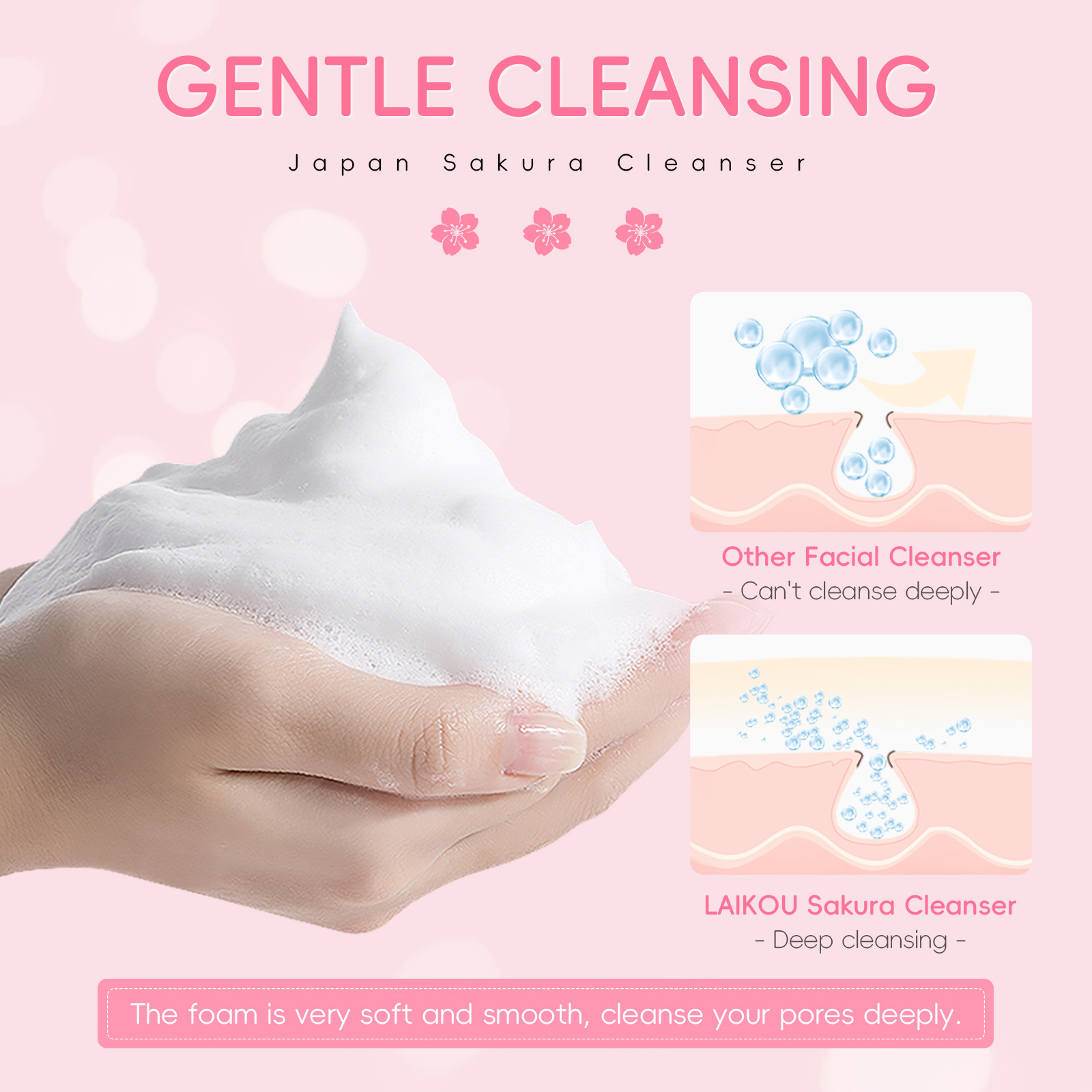 LAIKOU Sakura Cleanser Gentle  - Salicylic Acid Cleanser review and price